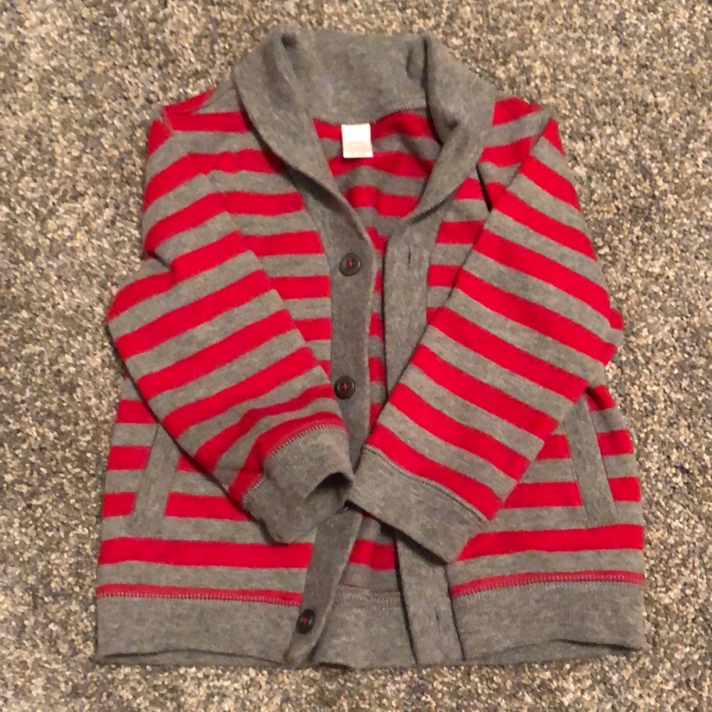 GUC Red and gray striped cardigan 18m